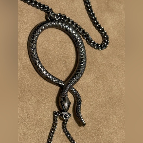 Jewelry - Black Metal Snake Chain Ring Bracelet